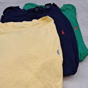 VTG Polo Ralph Lauren Y2k Set Of 3 Qty Pony Tshirts Yellow Navy Green Sz XXL